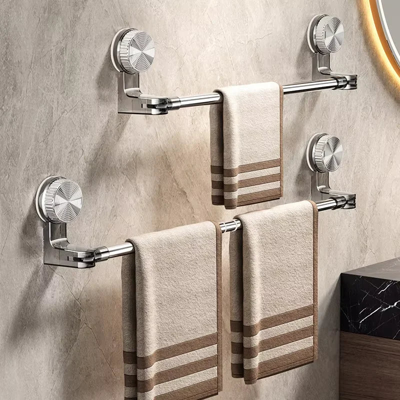 Suction Cup Telescopic Towel Bar & Corner Rack – No Drill
