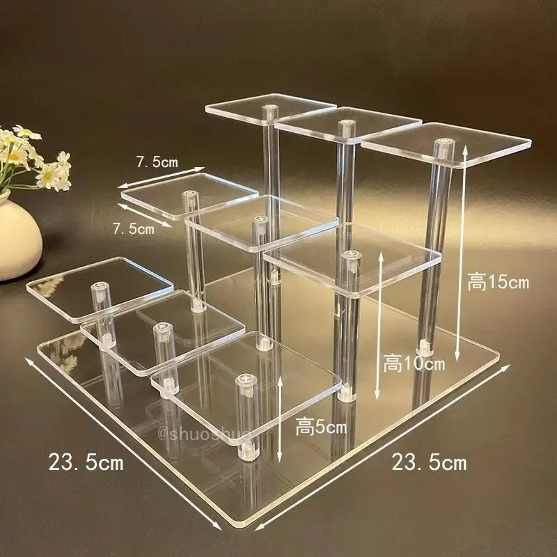 Acrylic Square Display Stand for Figurines, Perfume & Jewelry