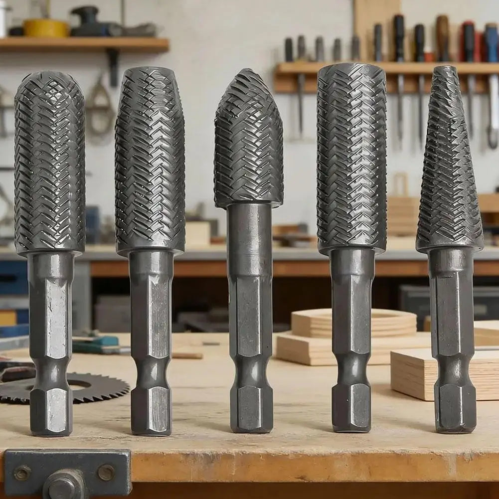 5-Piece Carbide Rotary Burr Set – Metal & Wood Grinding Kit
