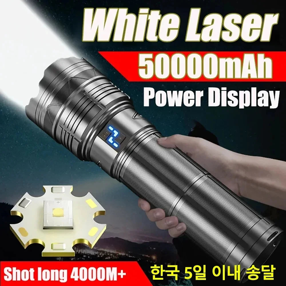 20000LM Most Powerful LED Flashlight Super Bright Long Range Torch Type-C Charging Tactical Flashlight With Power Display Oasis Select