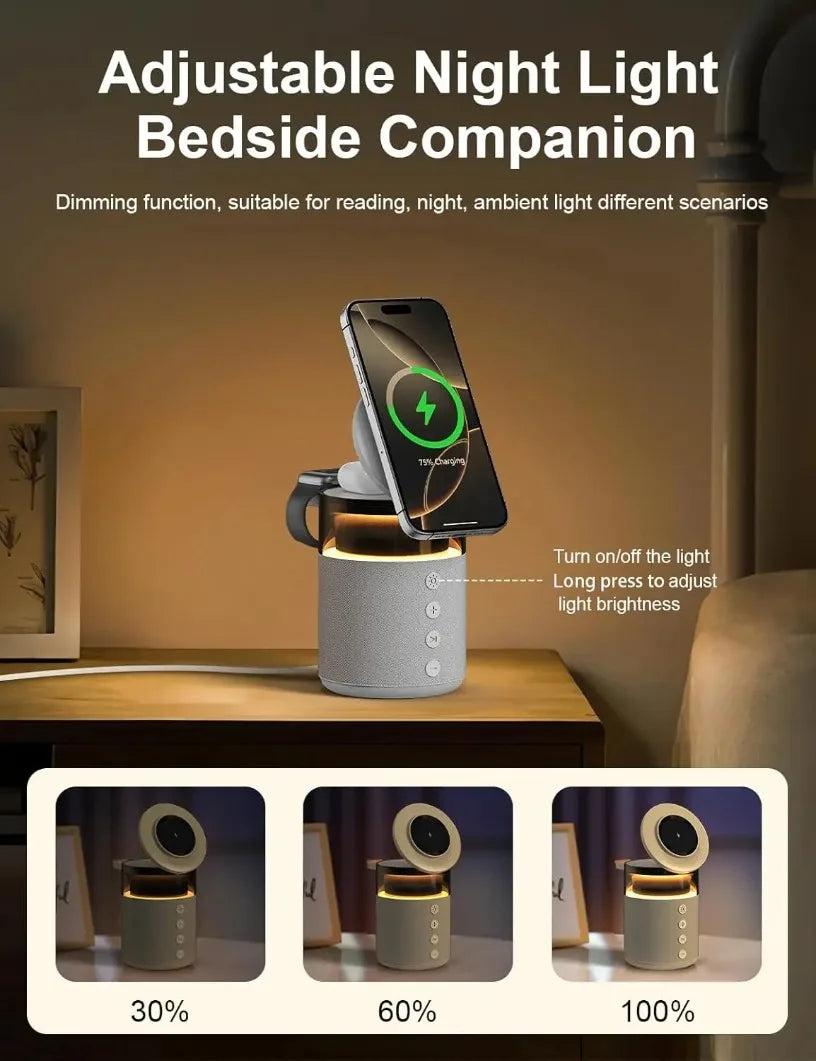 Multi-functional Night Light Speaker Magnetic Wireless Charger For Apple Watch&iPhone 17 16 15 14 13 12 Pro Max&AirPods 4/3 Pro Oasis Select