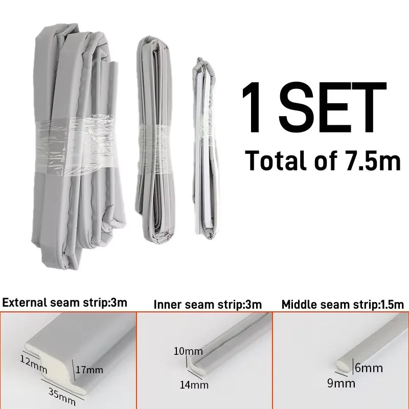 TPU Seal Strip Set Windproof Waterproof Soundproof Dustproof for Sliding Windows Doors Compatible with Outer Inner Middle Gaps Oasis Select 1set