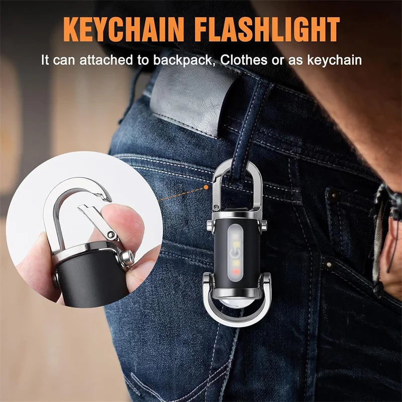 Mini Rechargeable COB LED Keychain Flashlight – 6 Modes