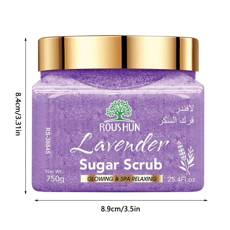 ROUSHUN Lavender Sugar Body Scrub 750g – Deep Cleansing