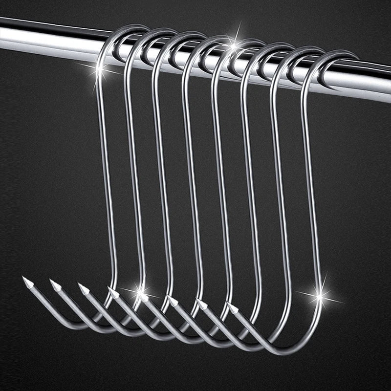 20-Pack Stainless Steel S-Hooks for Smoking, BBQ & Butchering