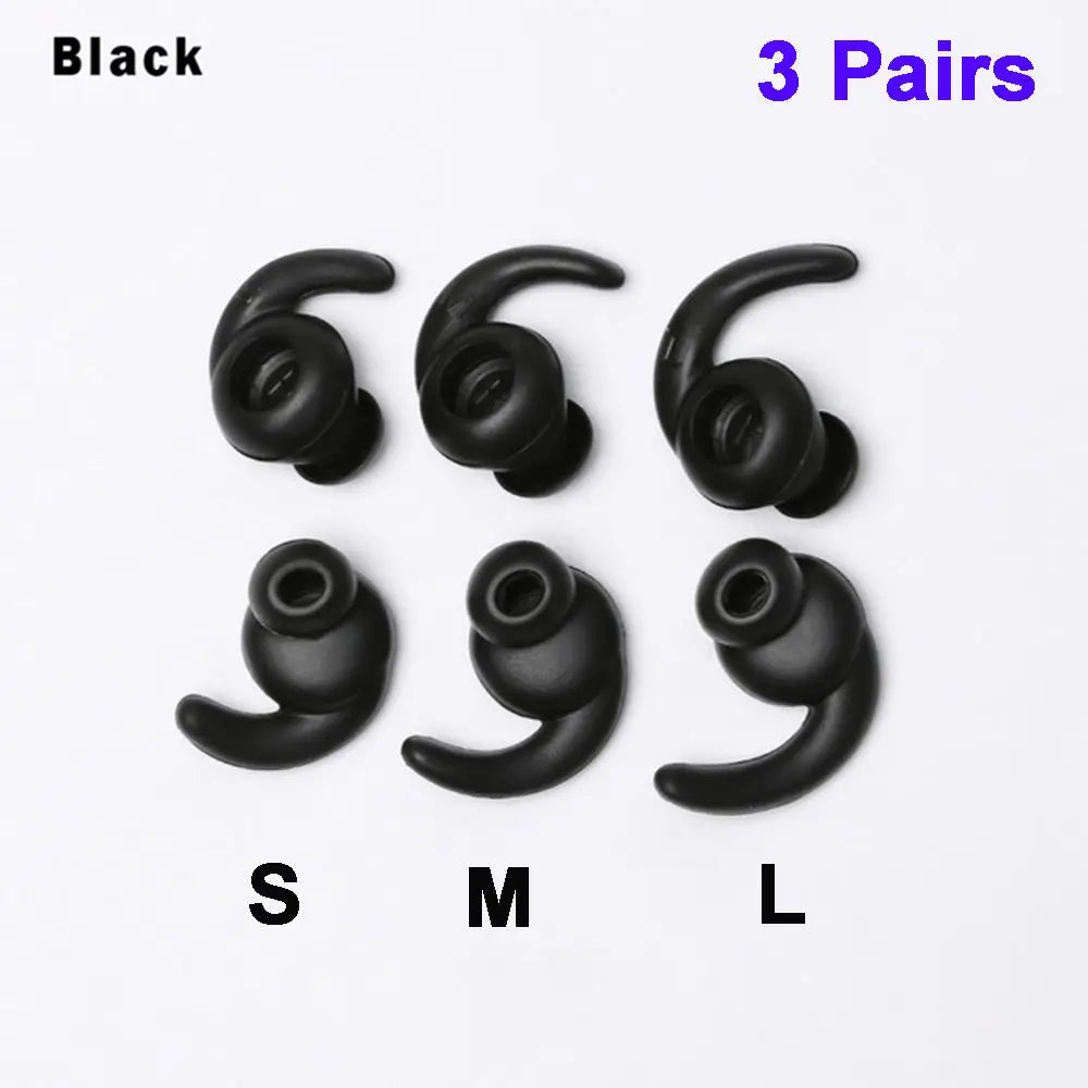 3 Pairs Anti-Slip Ear Hooks Ear Tips Soft Silicone Ear Pads Eartips Silicone Case Earhook In-Ear Earbuds Earphone Accessories Oasis Select black