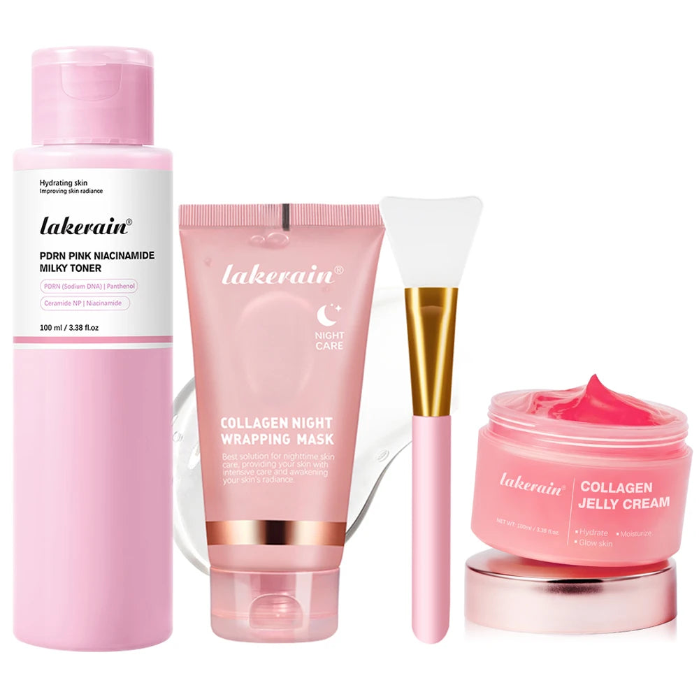 Lakerain 4-Piece Collagen Peel-Off Mask & Skin Care Kit Collagen Face Mask Kit Oasis Select 4pcs1set
