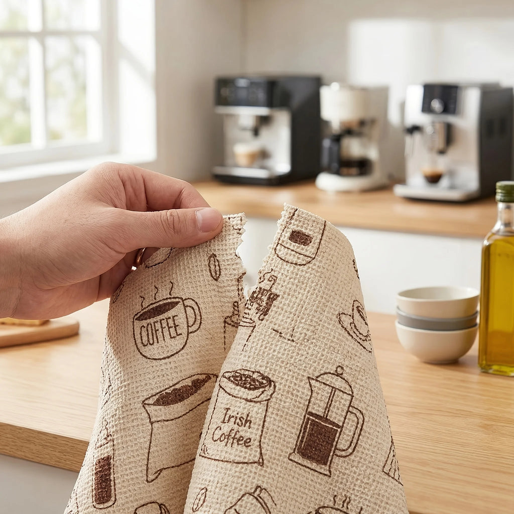 1 Roll/20pcs Coffee Patterned Ultra-fine Fiber Cleaning Cloth, Thick Kitchen Towel, Suitable for Kitchen, Car, Glass Oasis Select