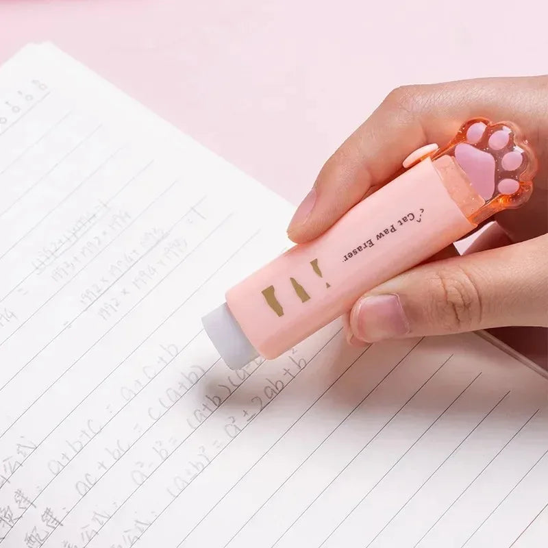 Eraser with retractable push-pull design, creative cartoon cat claw shape, student-specific stationery, portable eraser Oasis Select