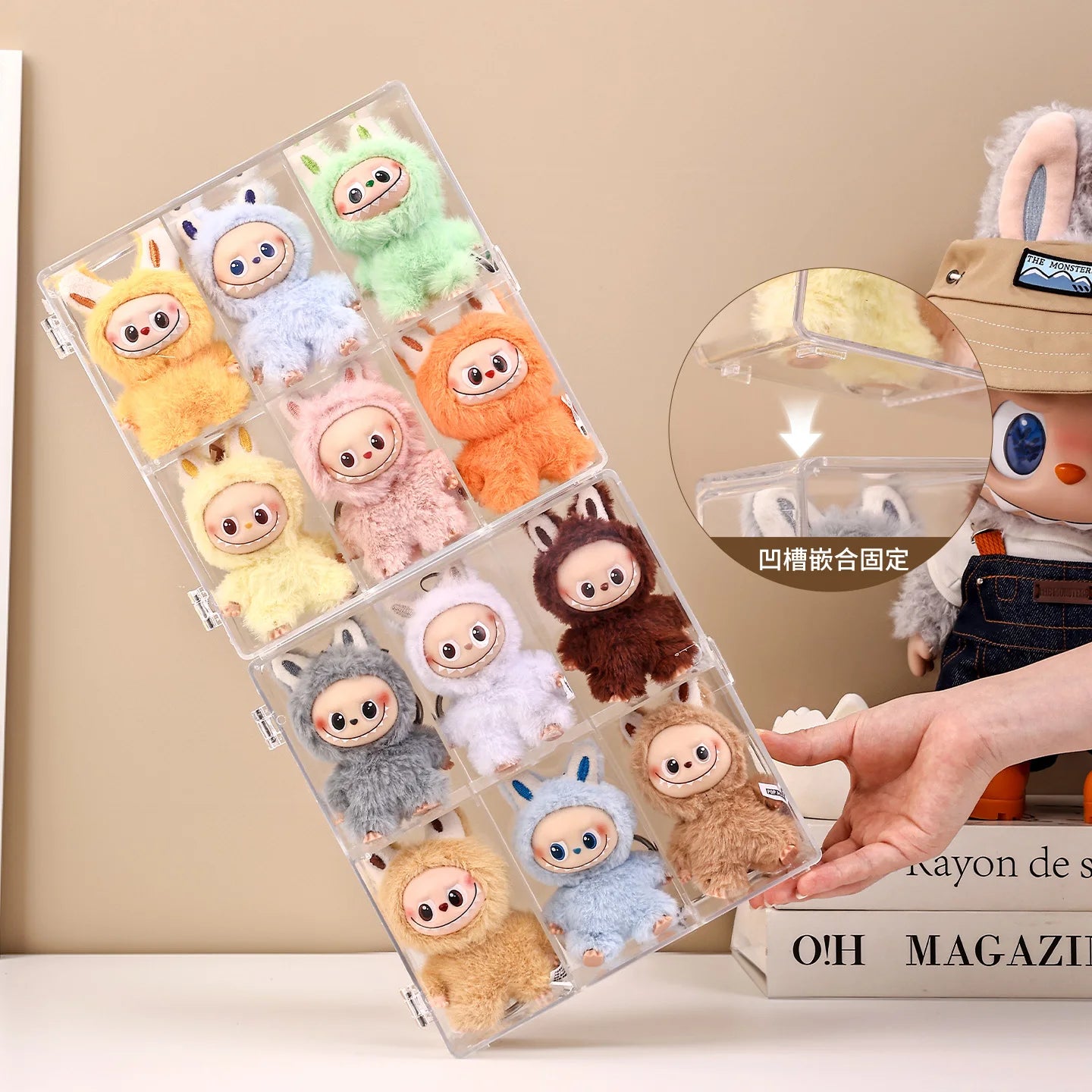 1pc Foldable Acrylic 6-Grid Blind Box Display Box Compartment Collectible Doll Storage Box, Hair Accessory Jewelry Storage Box Oasis Select