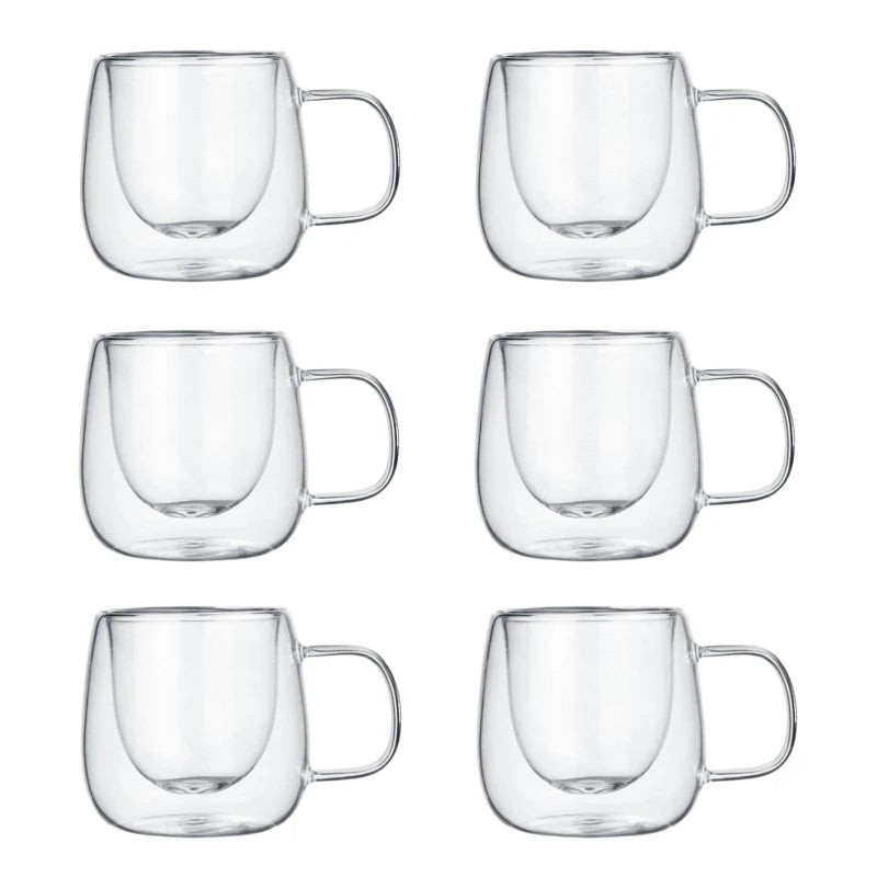 4/6pcs 80ml Double-Walled Glass Coffee Cups, Transparent Heat-Resistant Coffee Mug, Espresso Cup, for Christmas Family Gathering Oasis Select 6Pcs 80ml