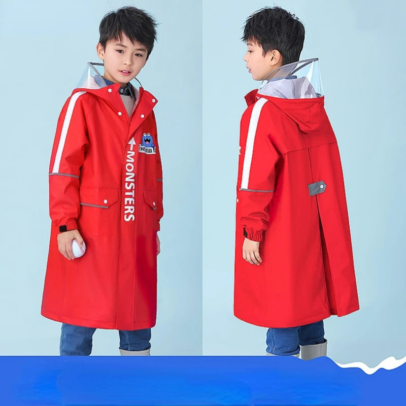Childrens Raincoat Full Waterproof Skin Friendly Thickened Fabric Raincoat with Schoolbag for Middle and Primary School Students Oasis Select