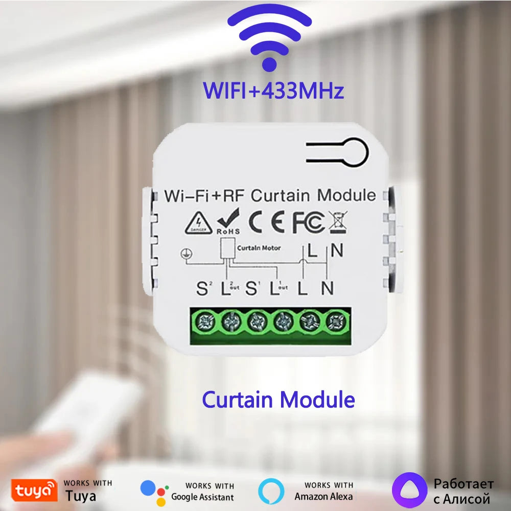 Tuya WiFi Smart Curtain Switch Roller Blinds Shutter Motor Remote Controllers Smart Life Voice APP Control For Alexa Google Home Oasis Select Curtain Module