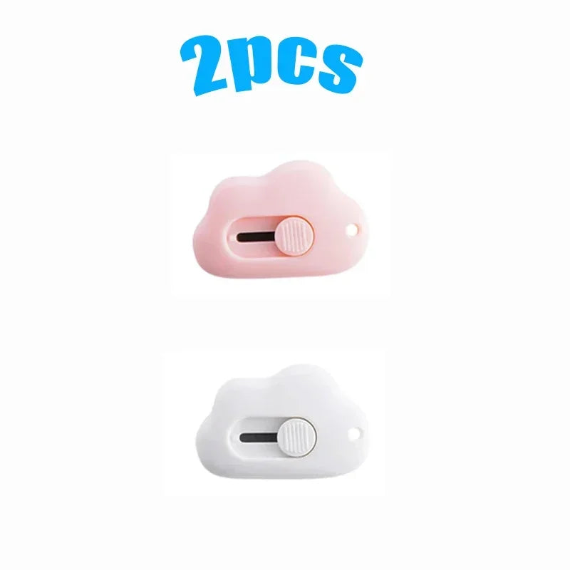 1/2/3pcs Kawaii Mini Cloud Art Utility Knife Express Box Cute Knife Paper Cutter Craft Wrapping Refillable Blade Stationery Oasis Select 2pcs mix 1