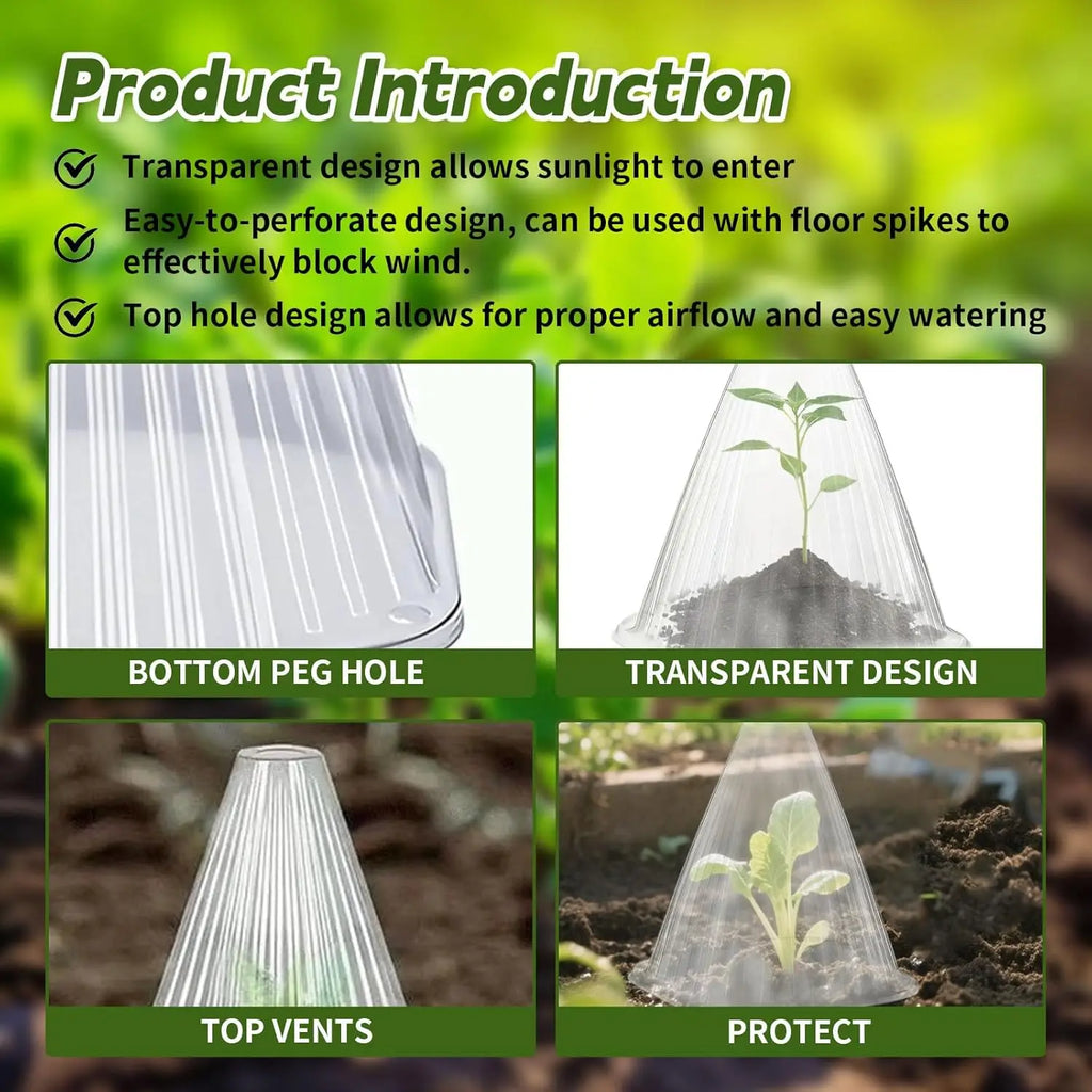 12/24pcs Reusable Plant Cloche Breathable Mini Greenhouse Cover Clear Frost Wind Guard Seedling Protector Garden Plant Shield Oasis Select