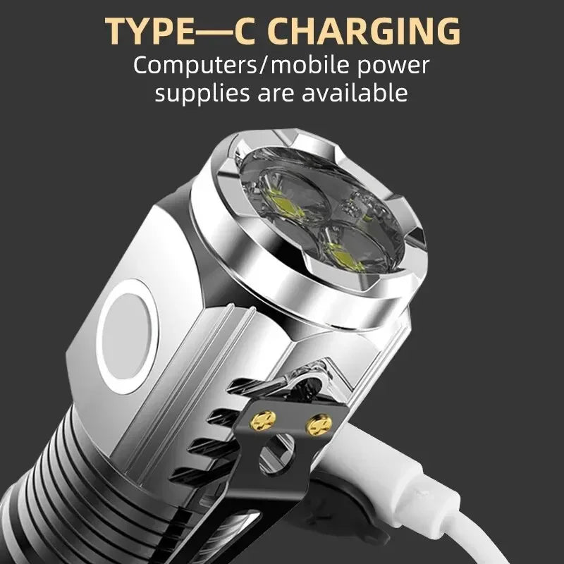Rechargeable Portable Outdoor Lighting Three-Eyed Monster Mini Flash Super Power Flashlight Long-Range Powerful Flash Lights Oasis Select