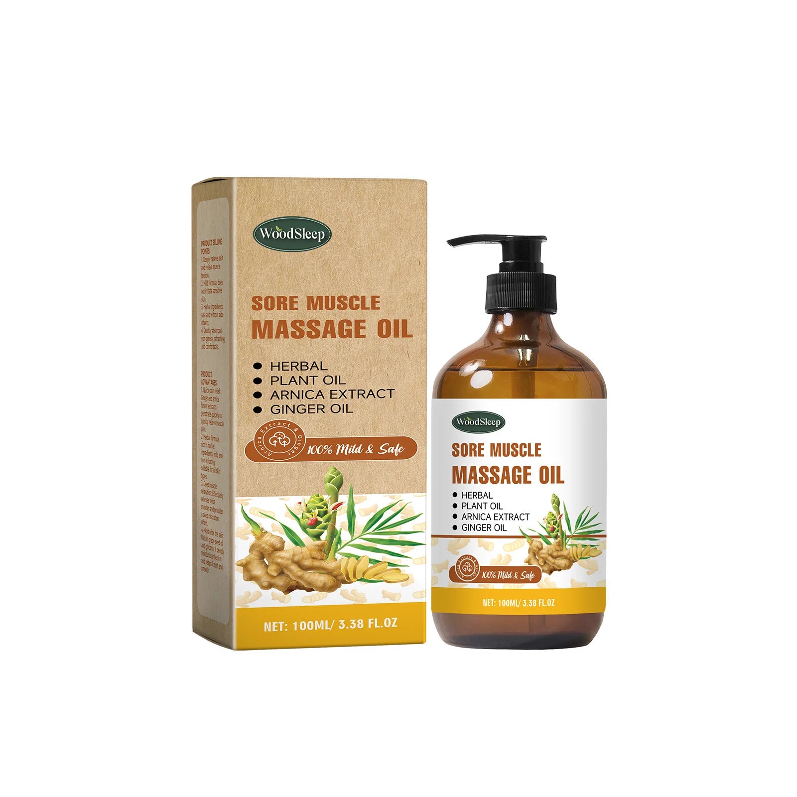 WOODSLEEP Ginger Massage Oil – Lymphatic & Muscle Relief Body Massage Oil Oasis Select Ginger