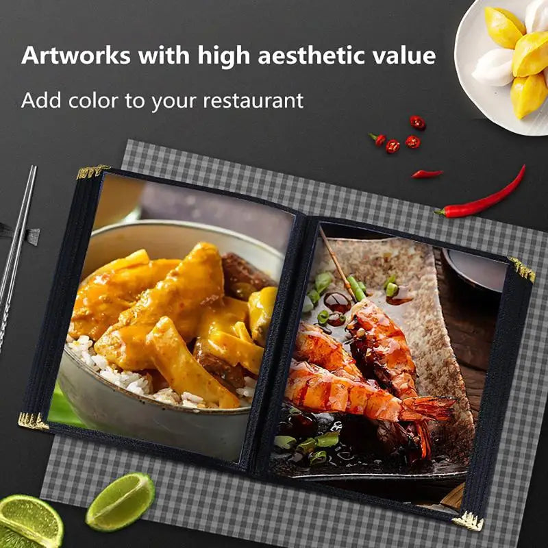 Foldable A4 PVC Menu Cover Transparent Double Panels Reusable Holder for Family Gathering Dinner Party Oasis Select
