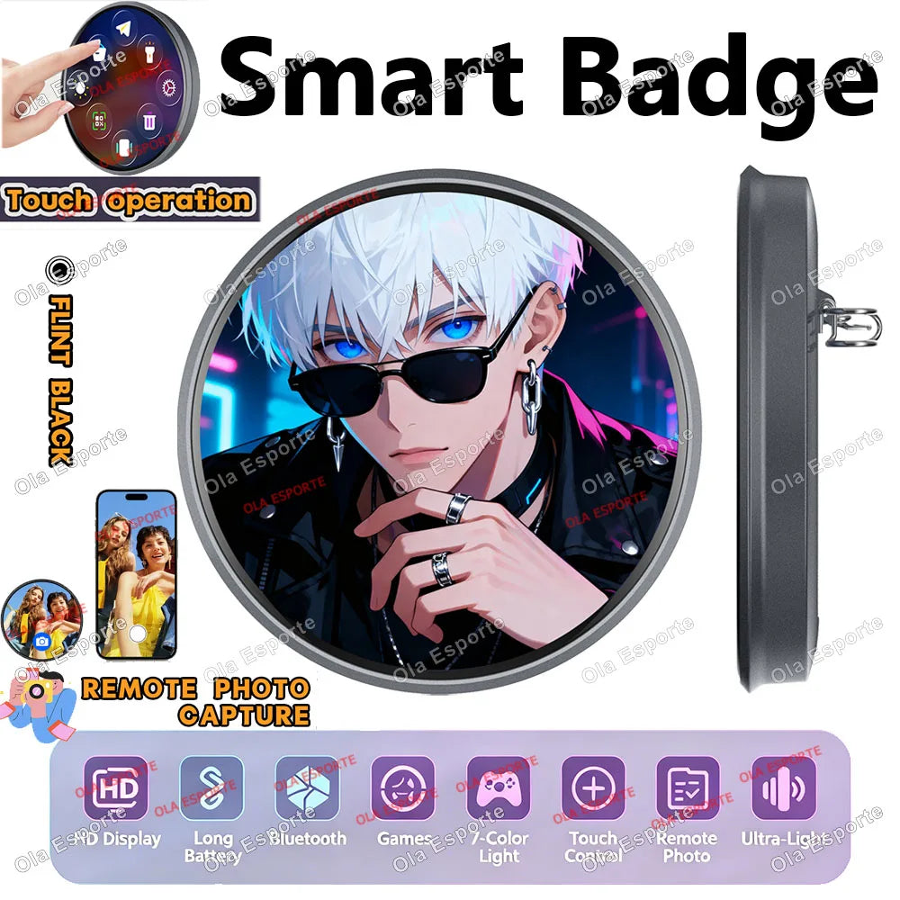 Anime Smart E-Badge | 1.85" LED Touch Screen Display Pin