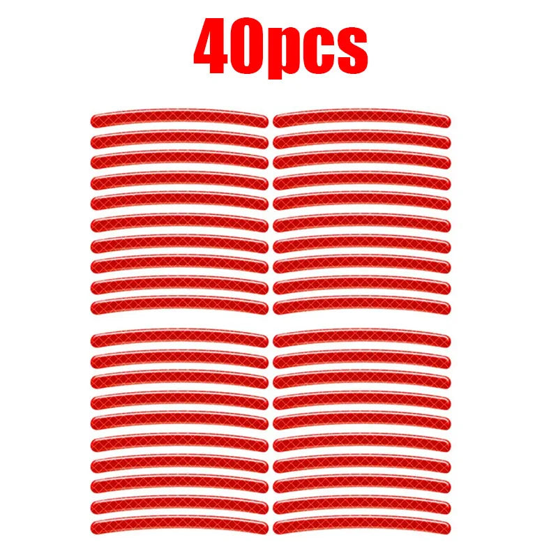 20/60pcs Wheel Hub Reflective Stickers Anti Scratch Auto Body Decorative Rim Tape Strips Warning Passing Car Motorcycle Bicycle Oasis Select 40pcs Red