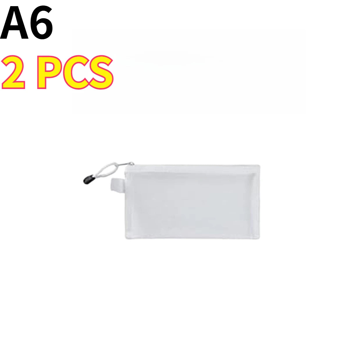 2/6/12PCS Clear Mesh Zipper Pouch Nylon Travel Toiletry Bag Makeup Organizer Stationery Pouch Portable Compact Oasis Select A6 2pcs