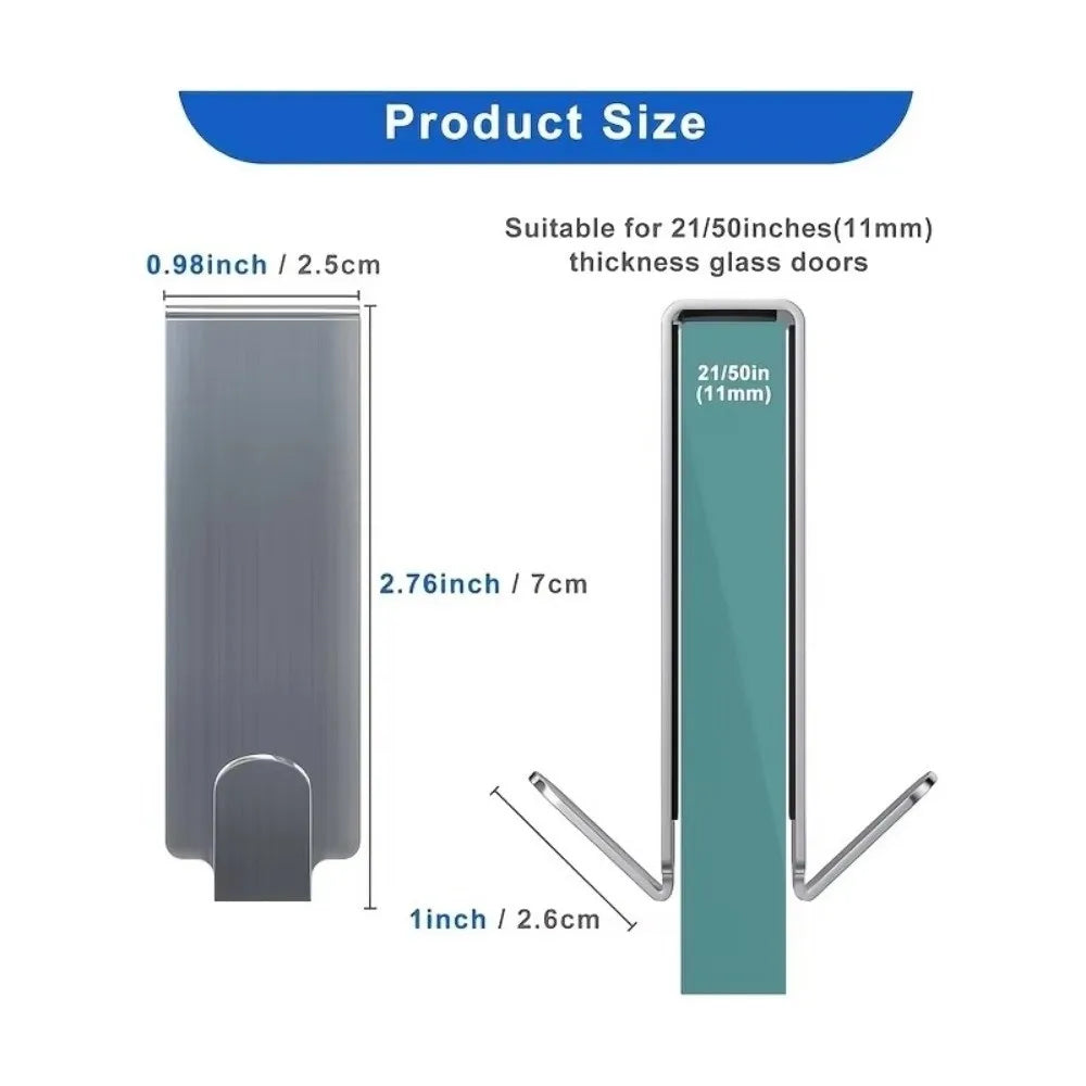 Stainless Steel Shower Door Hook Easy Install No Drilling Bathroom Hook Double Side Door Mount Hanger Shower Towel Rack Oasis Select