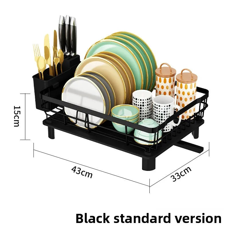Kitchen Shelf Storage Artifact Multifunctional Dish Rack Drain Rack Dish Storage Dish Rack Oasis Select 1 Layer-Black BZ