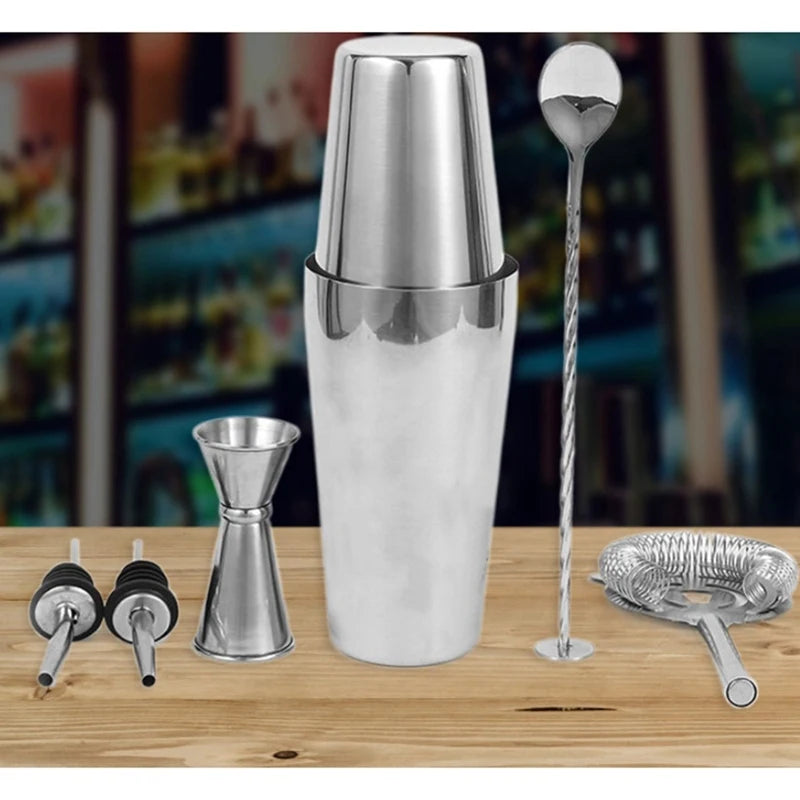 Stainless Steel Boston Mixer Set Bartending Kit Bar Tools With Cocktail Recipe, Pourer Muddler Jigger Oasis Select