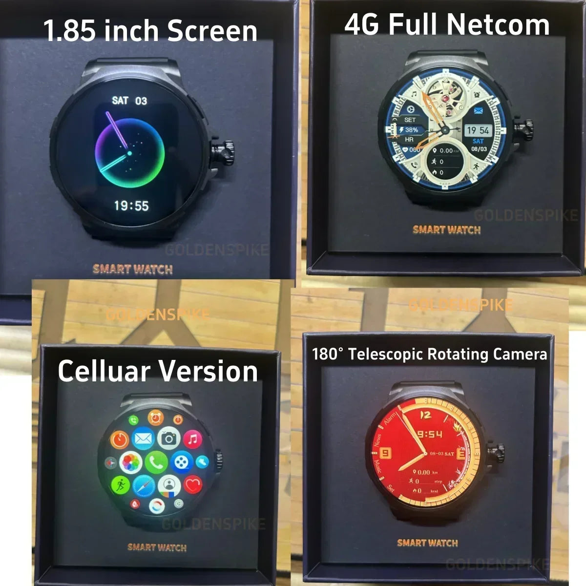 TLXT GT100 Smartwatch 1.85" 4G SIM Android GPS 180° Camera