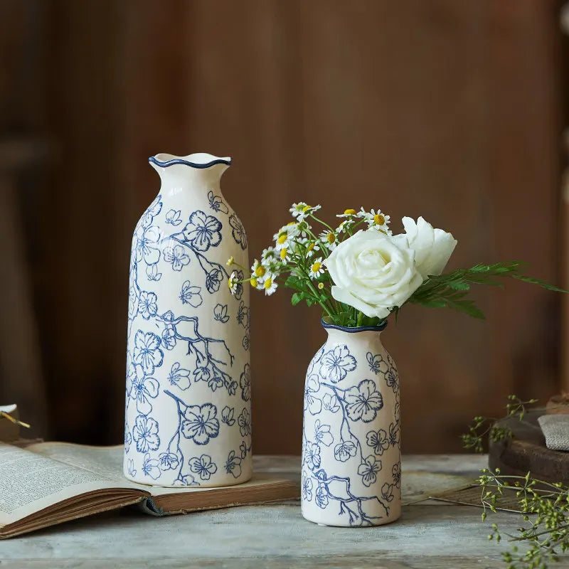Elegant Blue & White Porcelain Vases Home Desktop Flower Arrangement Flower Plum Blossom Vases Decorations Ornaments Home Decor Oasis Select