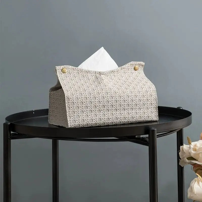Light Luxury Tissue Box Artistic Pumping Paper Box Toilet Home Living Room Leather Storage Tissue Box Oasis Select