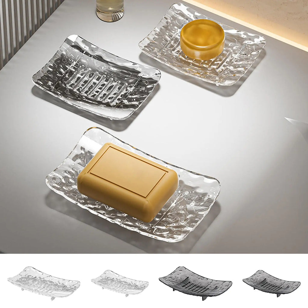 Transparent Soap Box Bathroom Soap Dish Clear Plastic Soap Storage Rack For Household Use Hollow Drain Water Soap Storage Case Oasis Select