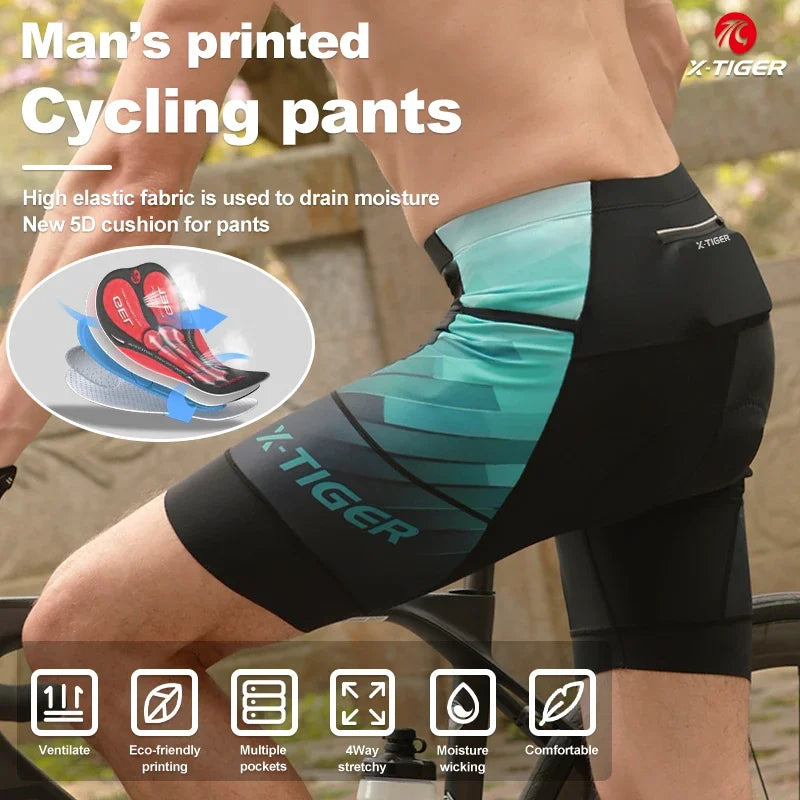 X-TIGER Cycling Shorts Men's Summer Quick Dry Breathable Cycling Jersey Professional Sponge Pad Mountain Road Bike Shorts Oasis Select
