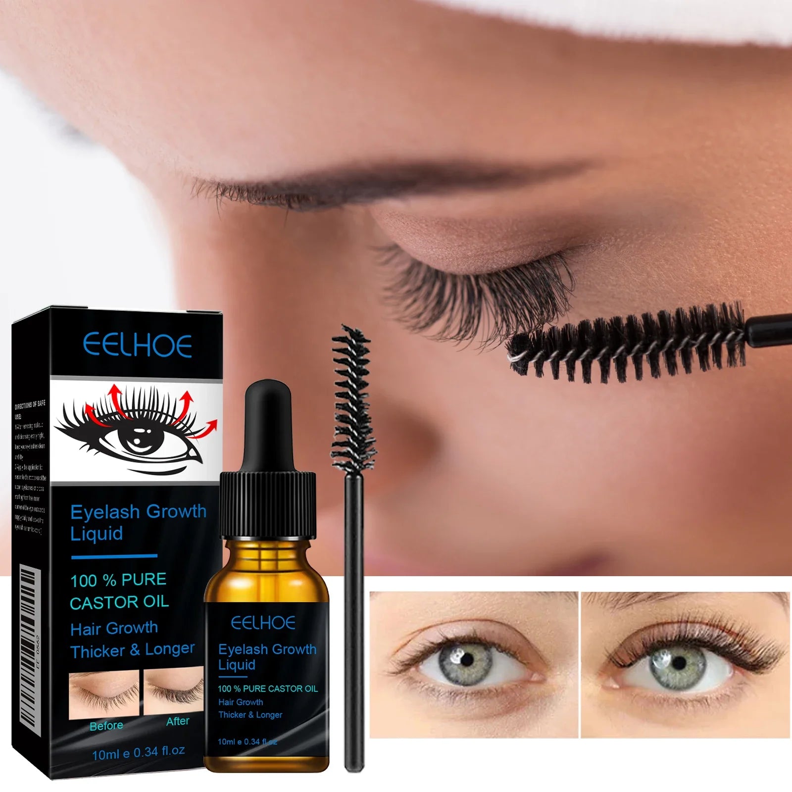 Eyebrows Natural Thick Slender Curl Curl Moist Natural Castor Oil Growth Liquid Serum Extension Eyelash Female Makeup Product Oasis Select