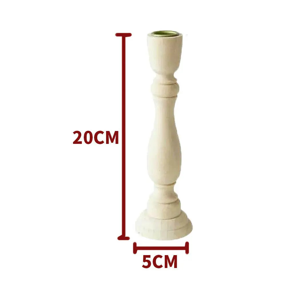 3 Size Wooden Vintage Candlesticks Table Candle Holder Wedding Home Dining Desktop Decoration Wood Candle Stand Candelabrum Oasis Select 20x5cm