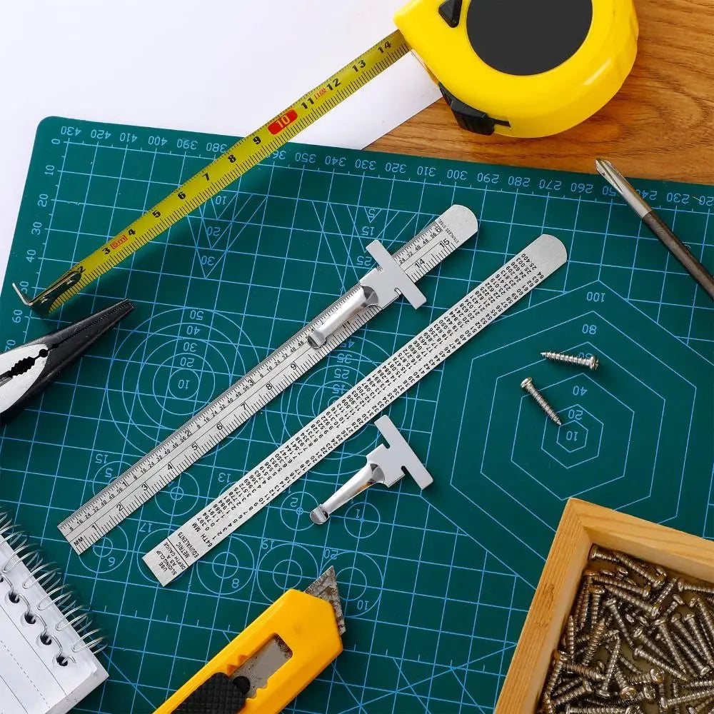 Detachable Clip Stainless Steel Ruler Engraved Scale Accurate Scale Measuring Gauge Stainless Steel Metric and Imperial Oasis Select