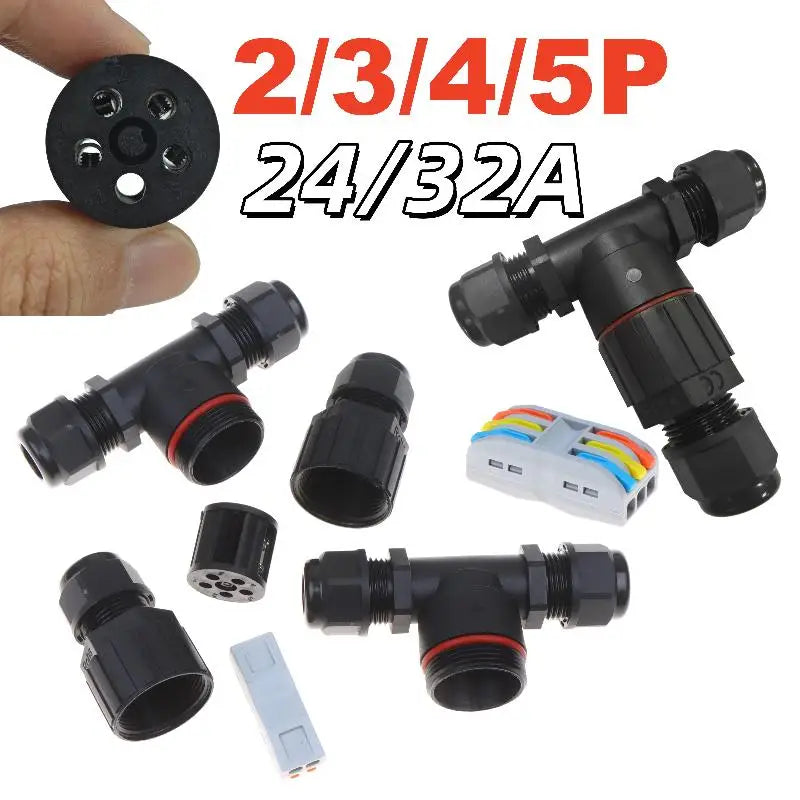1Pc Quick Screw Push-in Terminal, IP68 Waterproof T-Type Electrical Connector 2/3/4/5 Pin, Wiring Harness Junction Box Connector Oasis Select