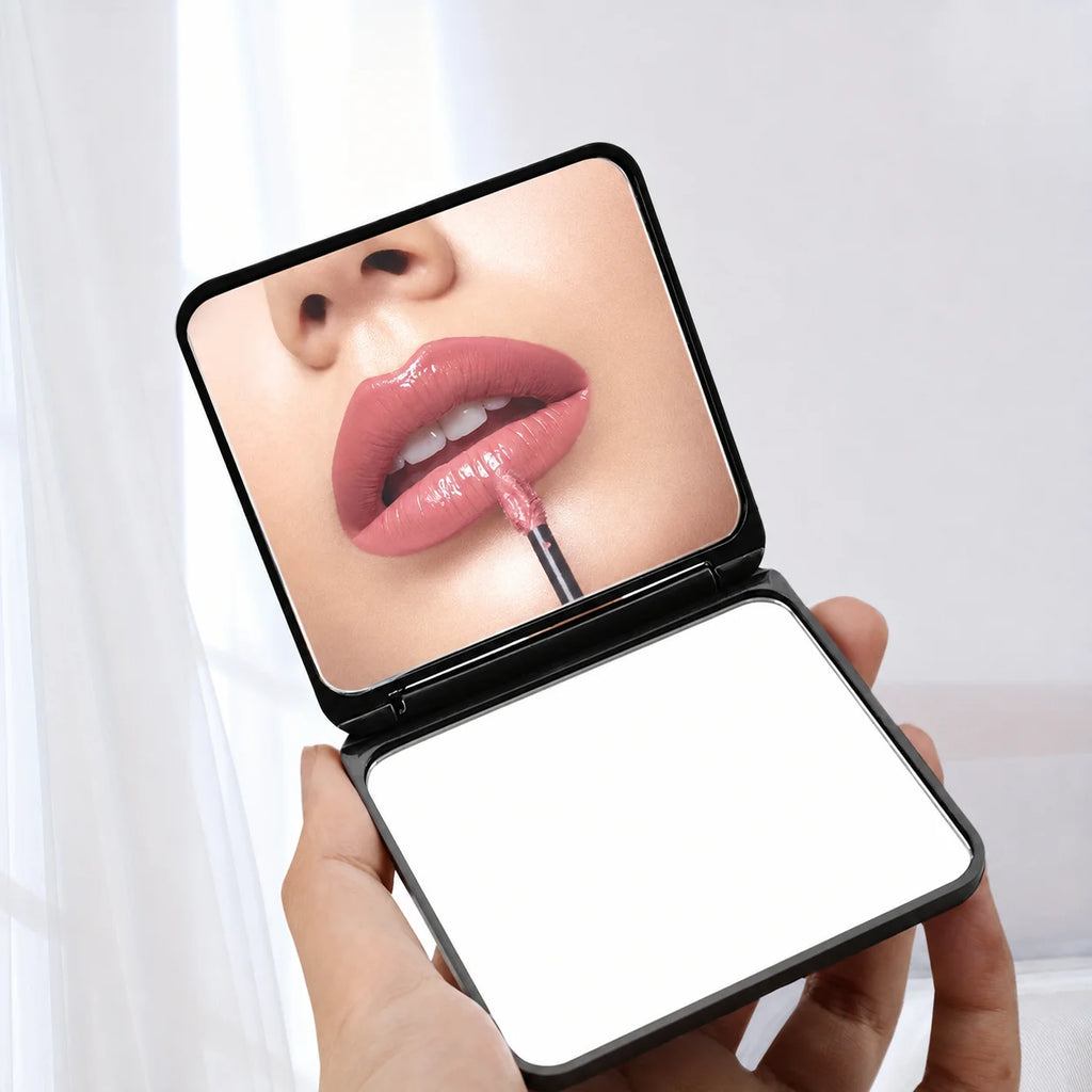 Rhinestone Compact Pocket Mirror – Double-Sided Flip Makeup Mirror