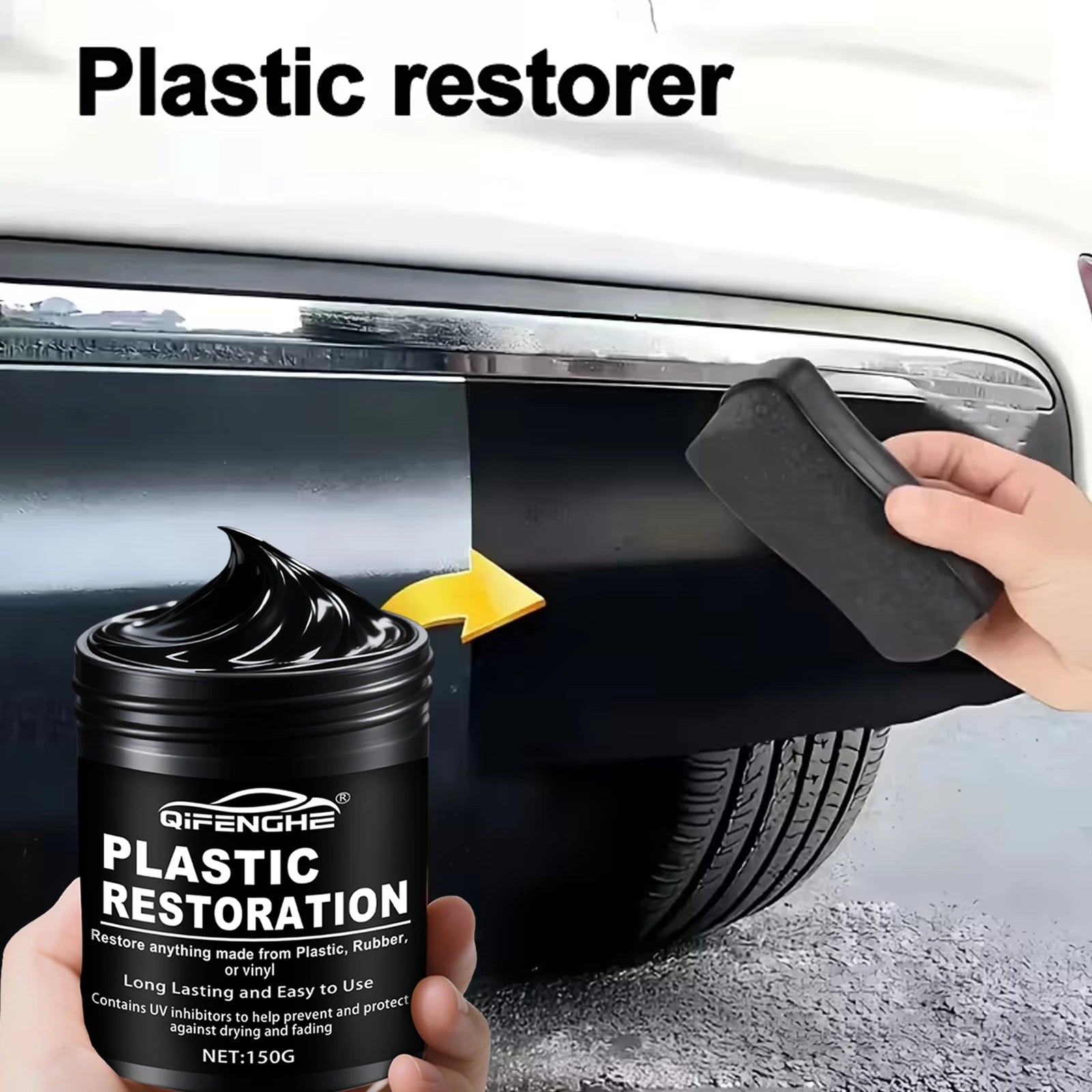 Car Plastic Restorer Polish Paste 150g - Tire, Interior & Bumper Shine & Protection, Long-Lasting Gloss, Automotive Plastic Care Oasis Select