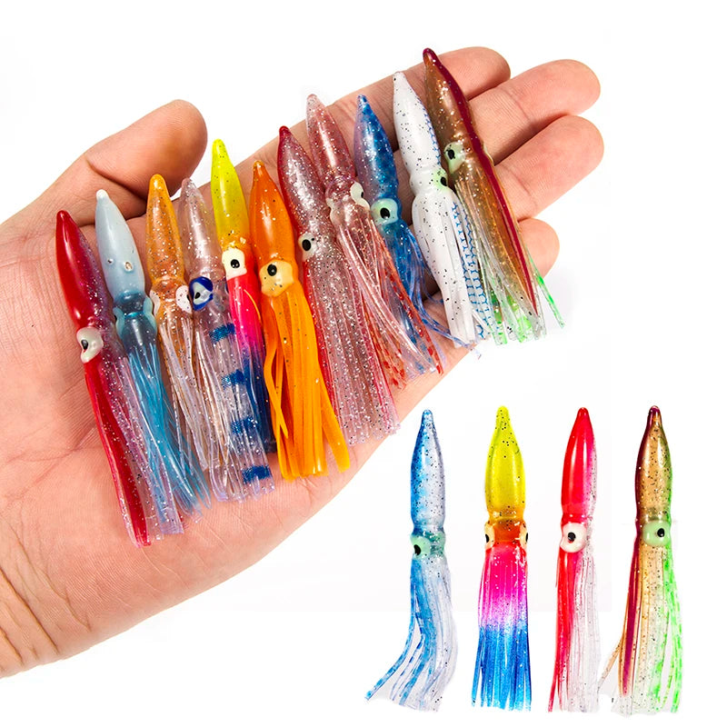 10pcs 8cm Soft Lure Squid Artificial Bait Lures Octopus Tuna Sailfish Baits Random colour Oasis Select