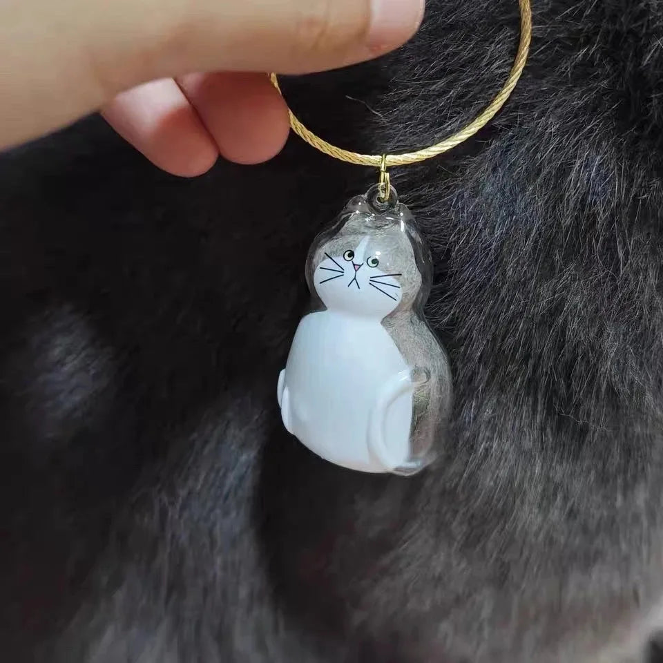 Transparent Cat and Dog Hair Storage Box, Pendant, Gashapon, Cat Hair Storage Capsule, Gashapon Bag, Keychain, Hanging Accessory Oasis Select White bellied cat