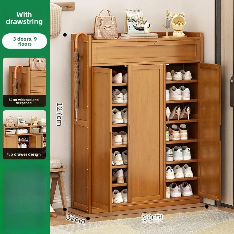 Durable Shoe Cabinet, Nanzhu Shoe Rack At The Entrance Of The Home, Storage Artifact, Space-saving And Dust-proof Entry Oasis Select Door 3-9