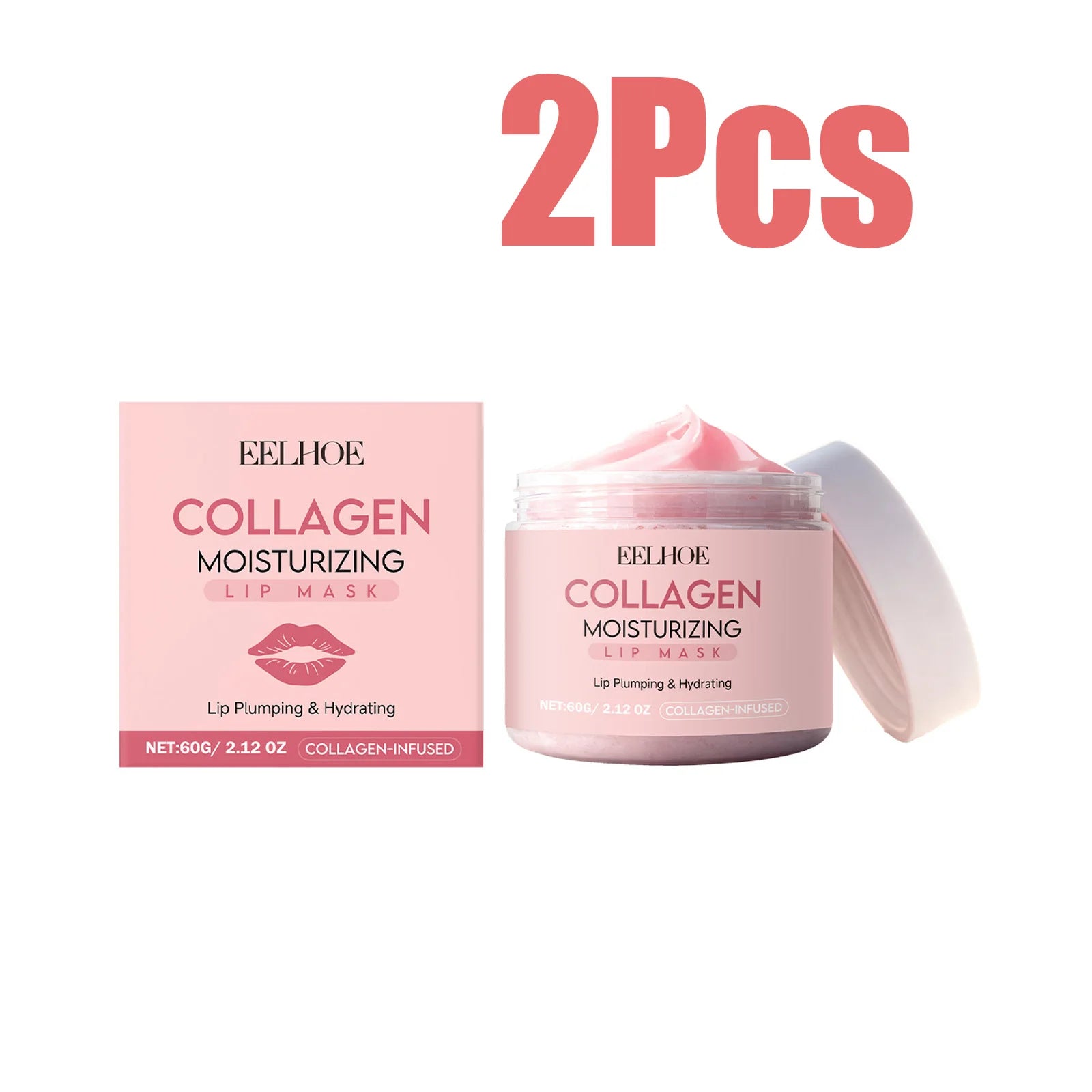 Collagen Lip Mask Overnight Repair Moisturizing Nourishing Treatment for Dry Flaky Lips Women's Lip Care Essential Fade Lip Line Oasis Select 2 x 60g Boxed