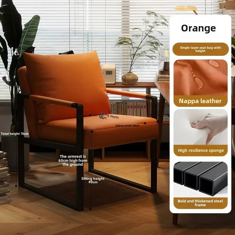 Nordic lazy sofa light luxury sales single wrought iron leisure chair balcony negotiation bedroom living room minimalist sofa Oasis Select Orange 1 One Seat
