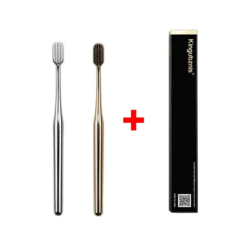 1/2/4pcs Luxury Soft Bristles Toothbrush Men Women Adult Tooth Brush Gold Silver Dental Brushes Elegance Toothbrushes Portable Oasis Select 2pcs mix 1