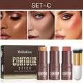 Hello Kiss 4-Piece Cream Contour Kit – Stick & Brush Set