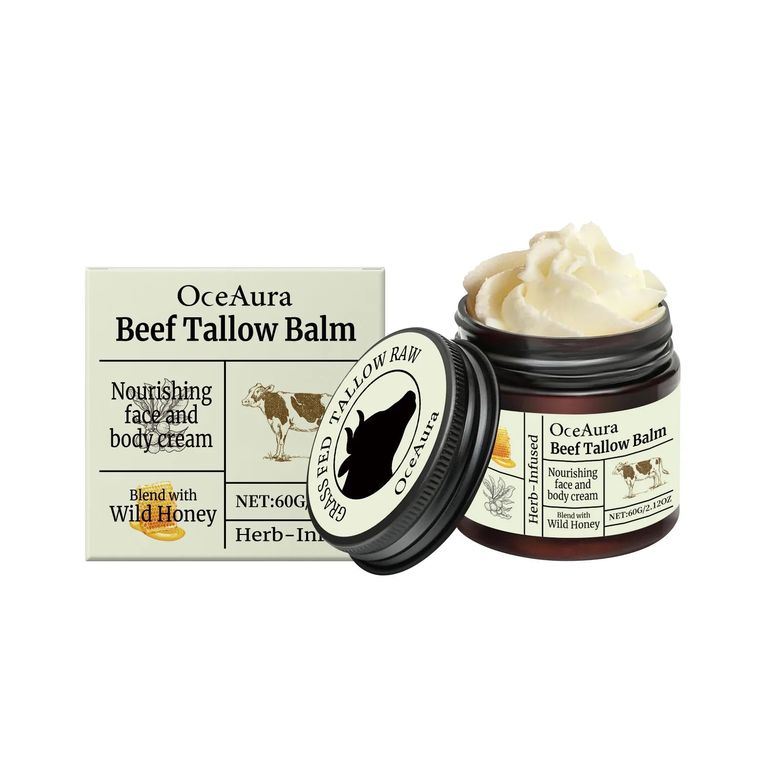 OceAura Butter Skin Moisturizing Cream Strengthen Firming Improving Elasticity Fades Fine Lines Honey Facial Nourishing Creams Oasis Select 60g Boxed
