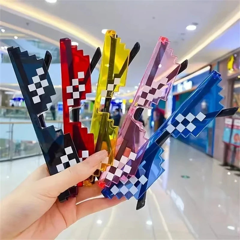 1/2/3pcs Mosaic Funny Party Glasses Festival Party Photo Props Anime Pixel Glasses Pixelated-Meme Decor Favor Funny Creative Oasis Select