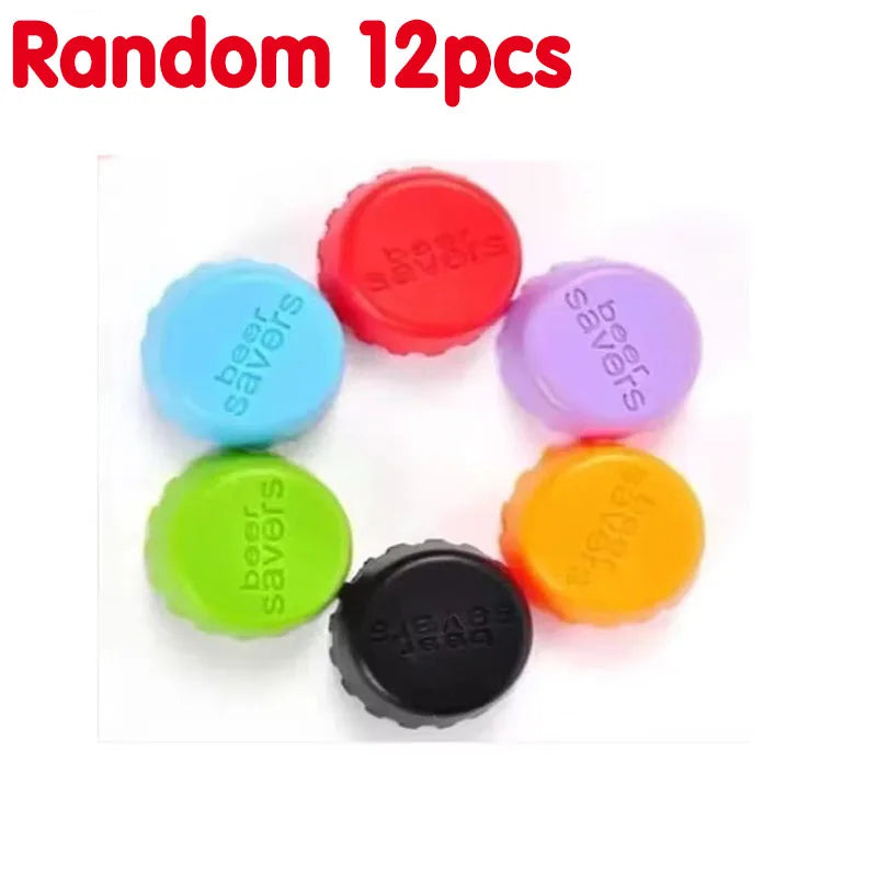 1/42Pcs Creative Silicone Beer Bottle Cap Preservative Cover Bottle Cover Vinegar Soy Corktail Lid Wine Savers Bar Accessories Oasis Select random 12pcs