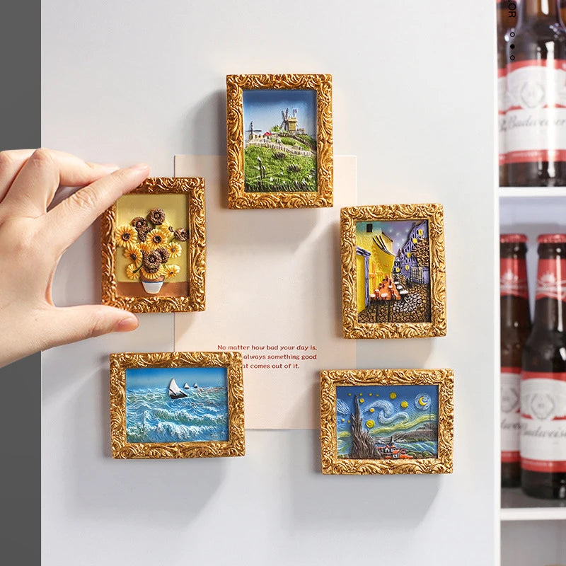 World famous painting Van Gogh painting Picture frame 3d fridge magnets starry sky sunflower siesta refrigerator stickers gifts Oasis Select